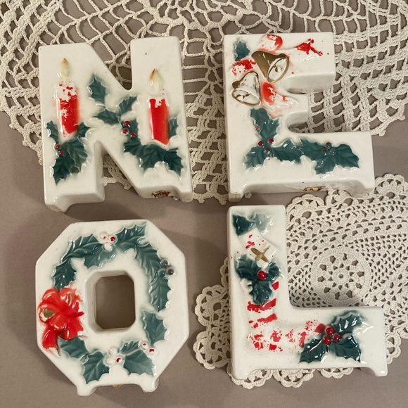 Vintage Noel Christmas Candle Holders Set In Original Box Lipper & Mann - Picture 6 of 16